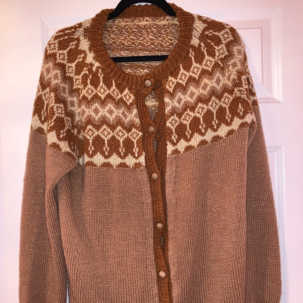 Vintage 70’s Knit Wood Button Cardigan